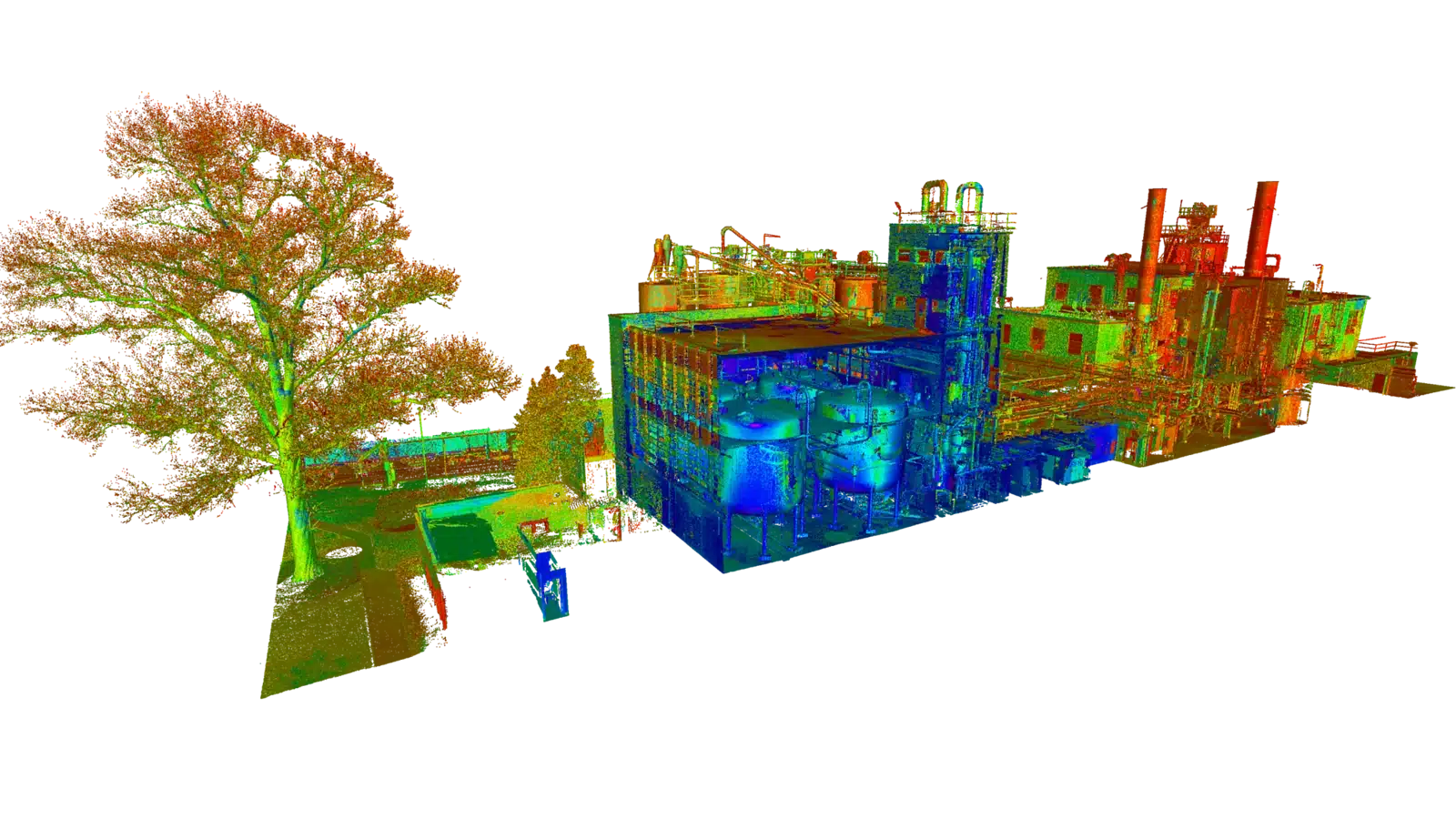 A point cloud of a building.